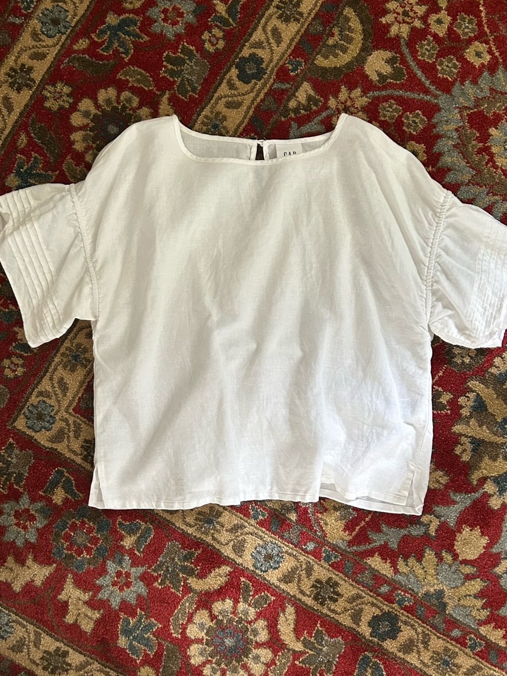 Gap Women’s White Linen Blend Short Sleeve Top